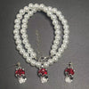 Round Chrysanthemum Four Leaf Clover Titanium Steel Jewelry Set With Gemstone Inlaid And Electroplated For Women