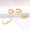 Round Copper Ear Buckle Inlaid With Zircon Electroplated Gold Color Retaining Women's Earrings