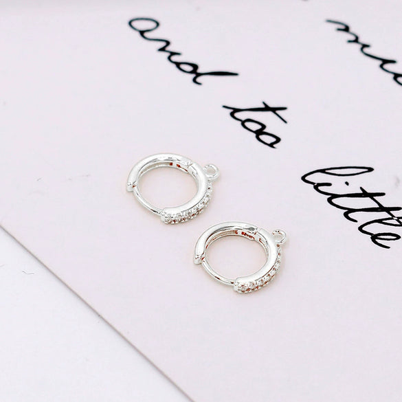 Round Copper Ear Buckle Inlaid With Zircon Electroplated Gold Color Retaining Women's Earrings