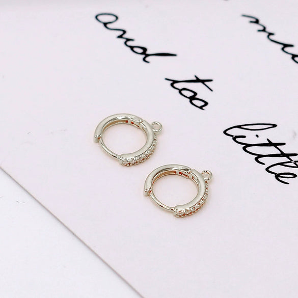 Round Copper Ear Buckle Inlaid With Zircon Electroplated Gold Color Retaining Women's Earrings