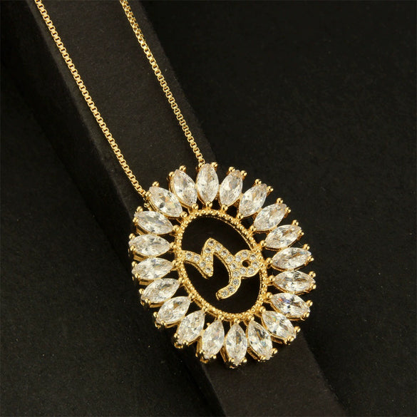 Round Copper Gold Plated Pendant Necklace With Constellation Pattern And Electroplating Design