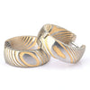 Round Geometric Gold Electroplated Damascus Steel Earrings With Stainless Steel Ear Needles Minimalist Unisex Jewelry