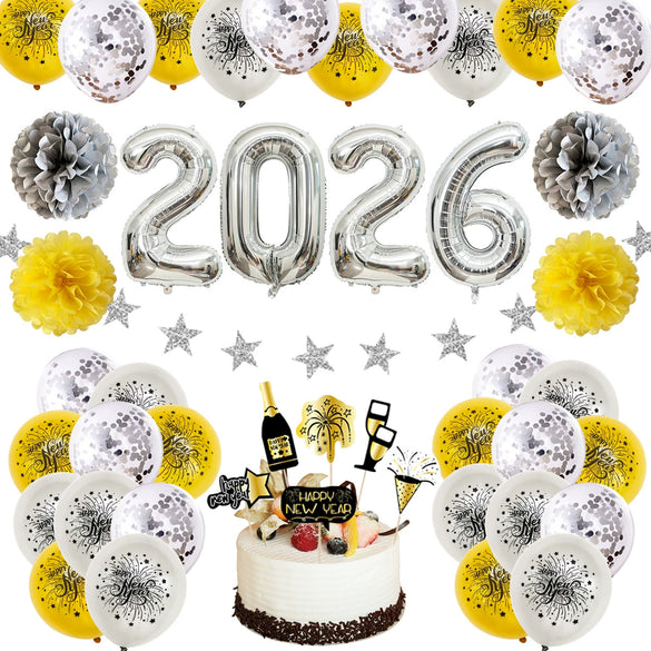 Round Latex New Year Balloon Ornament Party Decoration In Gold Silver And Rose Gold