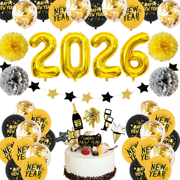 Round Latex New Year Balloon Ornament Party Decoration In Gold Silver And Rose Gold