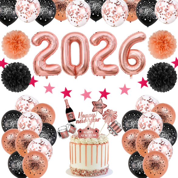 Round Latex New Year Balloon Ornament Party Decoration In Gold Silver And Rose Gold