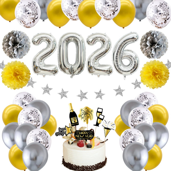 Round Latex New Year Balloon Ornament Party Decoration In Gold Silver And Rose Gold