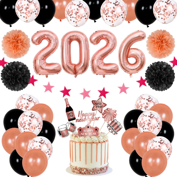 Round Latex New Year Balloon Ornament Party Decoration In Gold Silver And Rose Gold