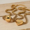 Round Mesh Chain Hollow Heart Ball Pendant Necklace For Girls Stainless Steel Electroplated Jewelry