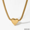 Round Mesh Chain Hollow Heart Ball Pendant Necklace For Girls Stainless Steel Electroplated Jewelry