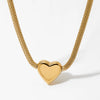 Round Mesh Chain Hollow Heart Ball Pendant Necklace For Girls Stainless Steel Electroplated Jewelry