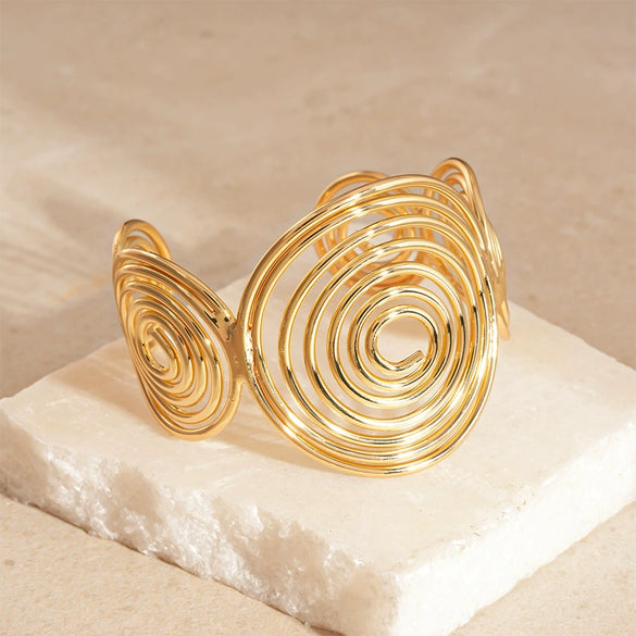 Round Mosquito Incense Plate Opening Bracelet Alloy Retro Niche Personality Design Electroplating Jewelry For Women