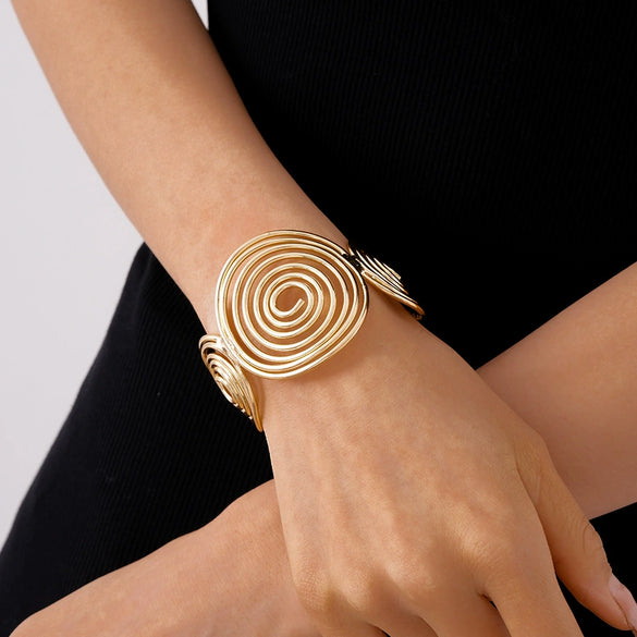 Round Mosquito Incense Plate Opening Bracelet Alloy Retro Niche Personality Design Electroplating Jewelry For Women