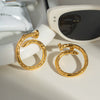 Round Nail Earrings Stainless Steel Jewelry With Personality Design Pvd Furnace Vacuum Real Gold Plated
