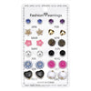 Round Rhinestone Crystal Flower Alloy Earrings Electroplated Set On Paper Card For Women