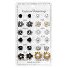 Round Rhinestone Crystal Flower Alloy Earrings Electroplated Set On Paper Card For Women