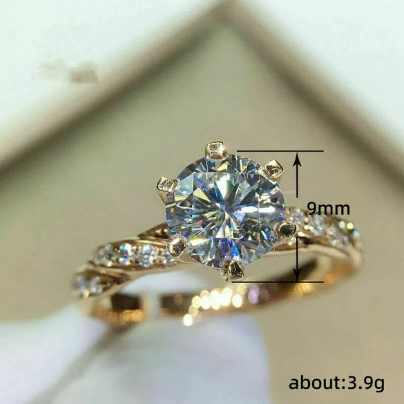 Round Ring Copper Geometric Micropaved For Women