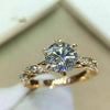 Round Ring Copper Geometric Micropaved For Women