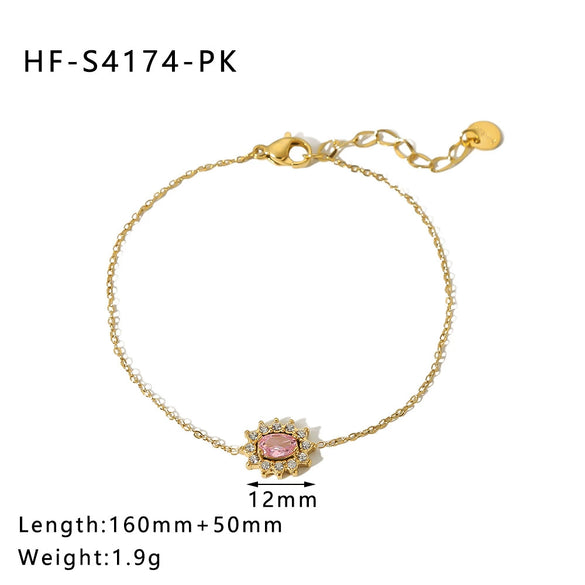 Round Square Sunflower Heart Geometric Stainless Steel 18K Light Luxury Women's Bracelet