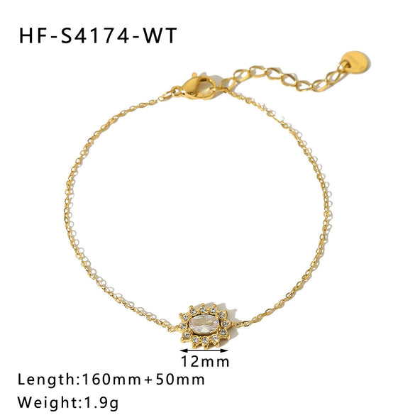 Round Square Sunflower Heart Geometric Stainless Steel 18K Light Luxury Women's Bracelet