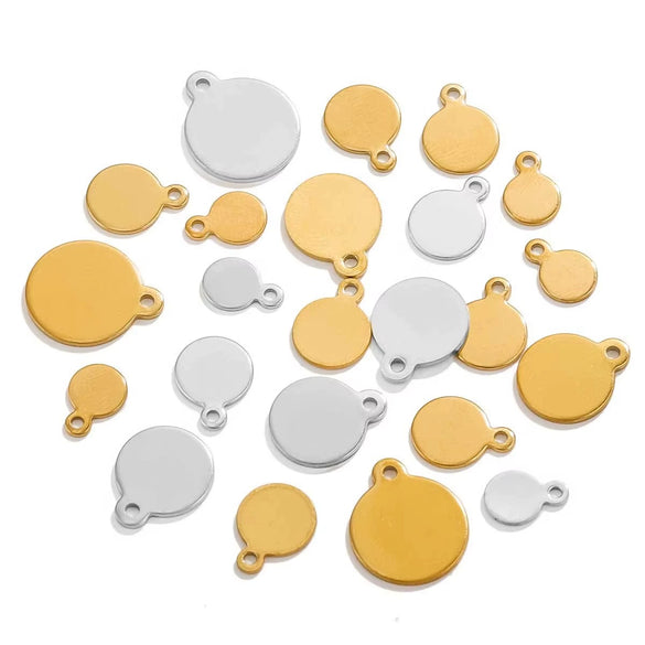 Round Stainless Steel Hangtag Diy Jewelry Accessories Pendant For Necklace And Bracelet