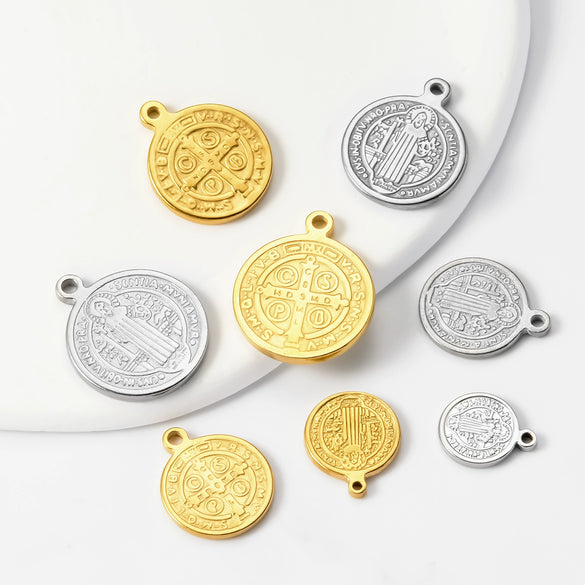 Round Stainless Steel Retro Stereo Handmade Diy Jewelry Pendants With Electroplating
