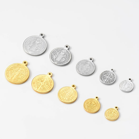 Round Stainless Steel Retro Stereo Handmade Diy Jewelry Pendants With Electroplating