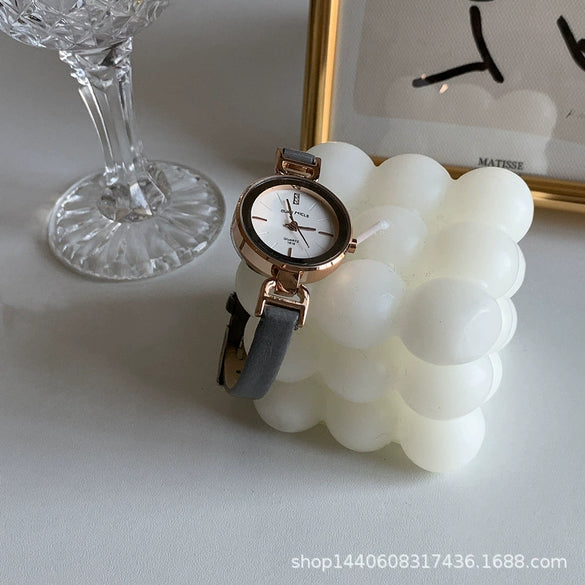 Round Watch Alloy Case Ordinary Glass Mirror Leisure Design For Girls