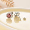 Round Zircon Earrings Titanium Steel Heart And Arrow Geometric Sweet Style