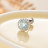 Round Zircon Earrings Titanium Steel Heart And Arrow Geometric Sweet Style