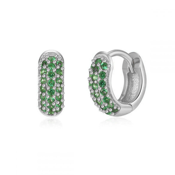 Round Zircon Microinlay Copper Gold Plated Earrings
