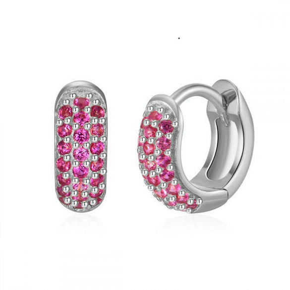Round Zircon Microinlay Copper Gold Plated Earrings