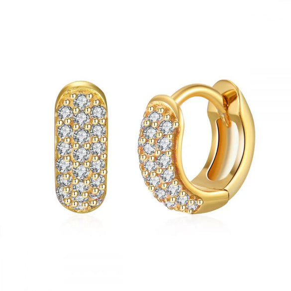 Round Zircon Microinlay Copper Gold Plated Earrings