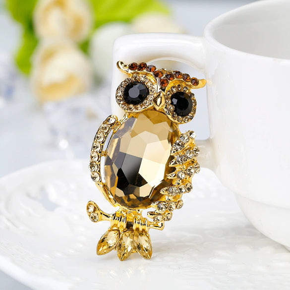 Royal Blue Alloy Owl Brooch Electroplated Zodiac Animal Pin For Women's Clothing Accessories