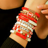 Rugby Bracelet Multilayered Stacked Fivepointed Star Letter Soft Pottery Friendship Elastic Beaded Handmade Geometric Polymer Alloy Acrylic Bracelet Unisex