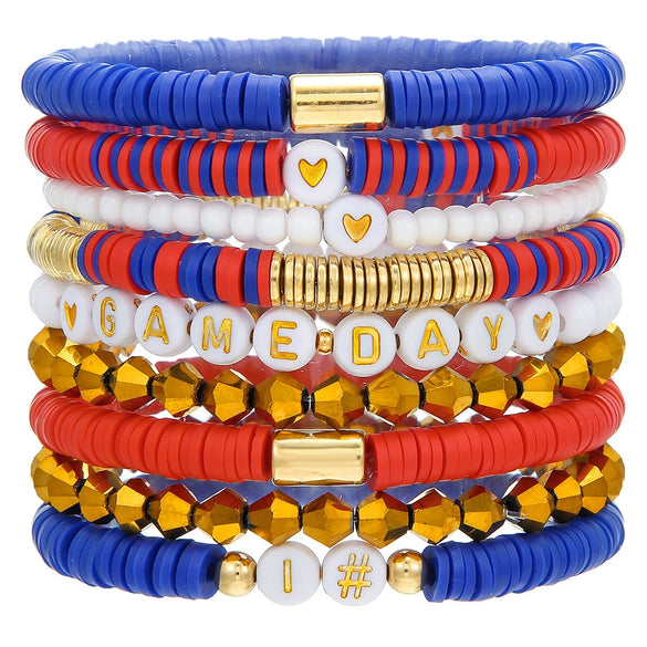 Rugby Bracelet Soft Ceramic Polymer Alloy Acrylic Geometric Handmade Unisex