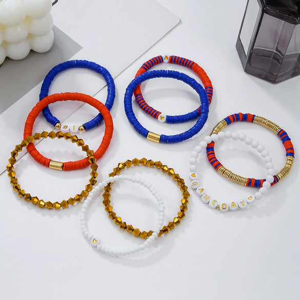 Rugby Bracelet Soft Ceramic Polymer Alloy Acrylic Geometric Handmade Unisex