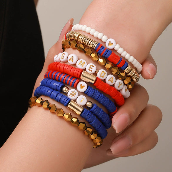 Rugby Bracelet Soft Ceramic Polymer Alloy Acrylic Geometric Handmade Unisex