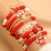 Rugby Bracelet Soft Clay Handmade Love Letter Friendship Elastic Bracelet For Women With Sports And Geometric Style