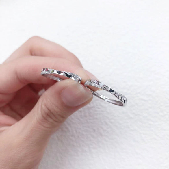 S999 Pure Silver Geometric Star And Sea Couple Ring Handmade Minimalist Adjustable Open Ring For Men And Women