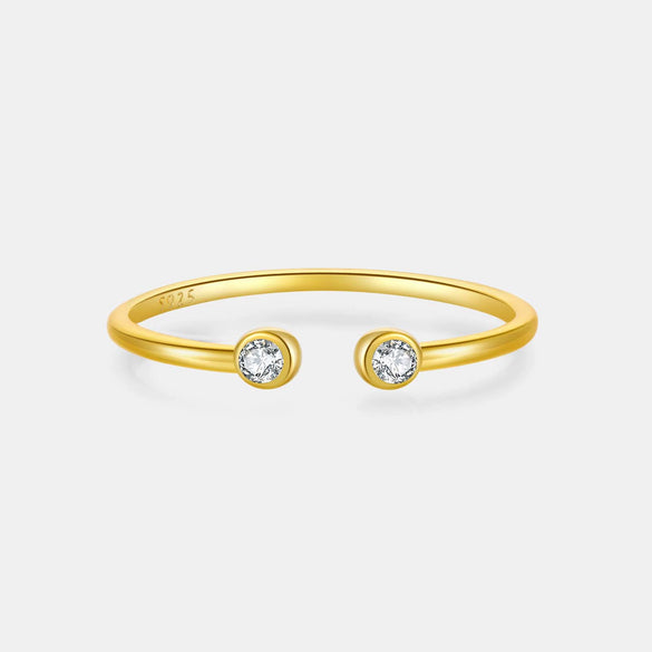 S925 Silver Adjustable Opening Ring With Electroplated Platinum Or 18K Gold For Women Simple Retro Fashion Design