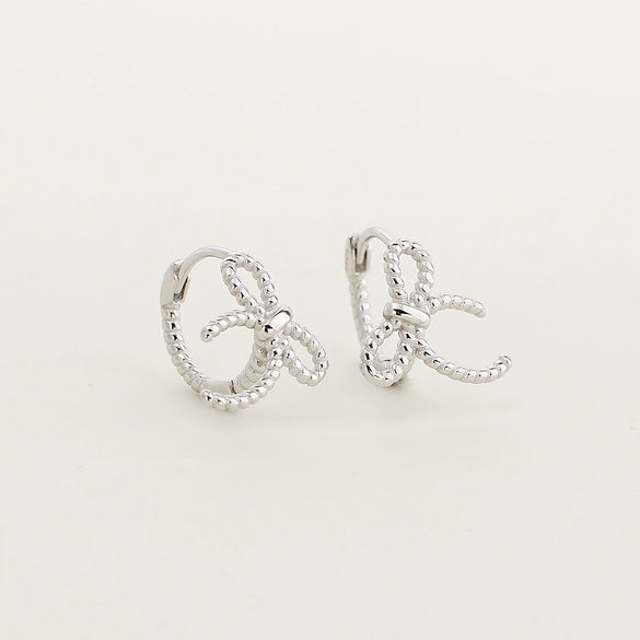 S925 Silver Bow Hoop Earrings For Women Electroplated Elegant Design