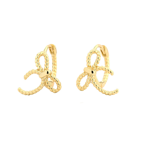 S925 Silver Bow Hoop Earrings For Women Electroplated Elegant Design
