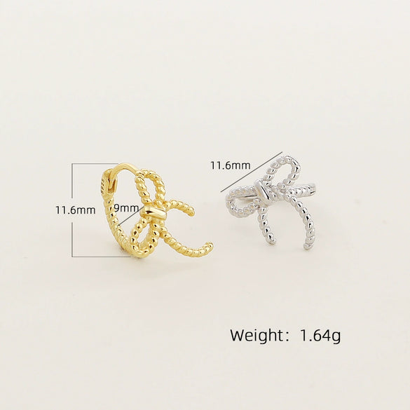 S925 Silver Bow Hoop Earrings For Women Electroplated Elegant Design