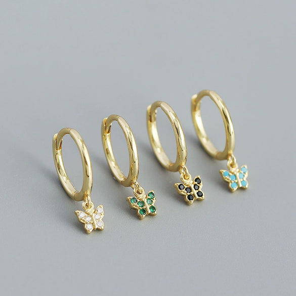S925 Silver Butterfly Design Electroplated Allmatch Ear Buckle Earrings For Women