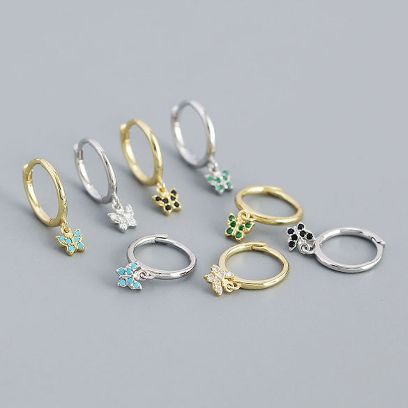 S925 Silver Butterfly Design Electroplated Allmatch Ear Buckle Earrings For Women