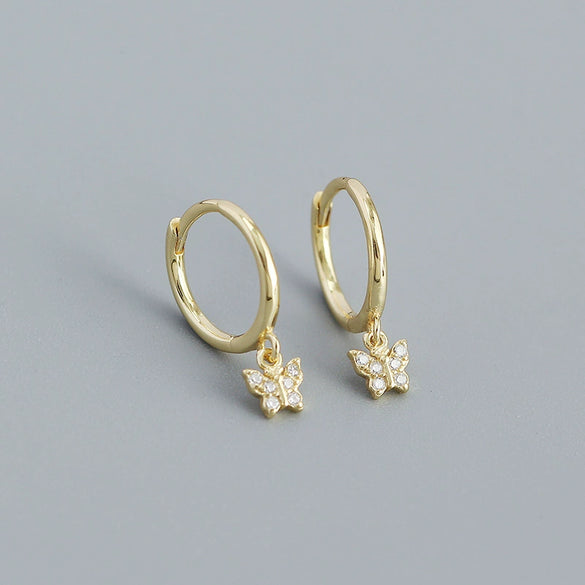 S925 Silver Butterfly Design Electroplated Allmatch Ear Buckle Earrings For Women
