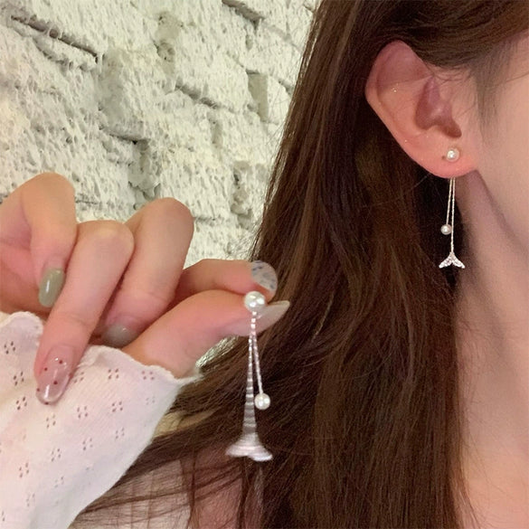 S925 Silver Butterfly Stud Earrings For Women Zircon Pearl Electroplated Light Luxury Niche Highend Minimalist Geometric