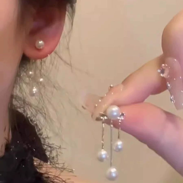 S925 Silver Butterfly Stud Earrings For Women Zircon Pearl Electroplated Light Luxury Niche Highend Minimalist Geometric