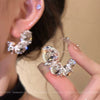S925 Silver Butterfly Stud Earrings For Women Zircon Pearl Electroplated Light Luxury Niche Highend Minimalist Geometric