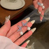 S925 Silver Butterfly Stud Earrings For Women Zircon Pearl Electroplated Light Luxury Niche Highend Minimalist Geometric